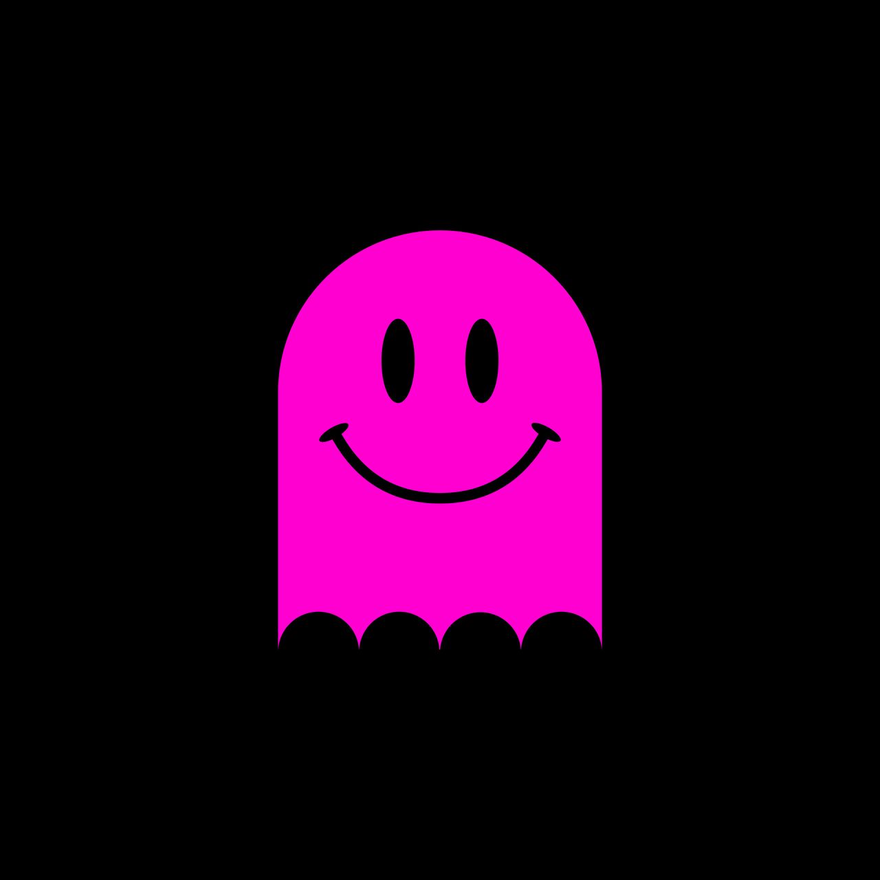 A pink Fast Ghost logo.