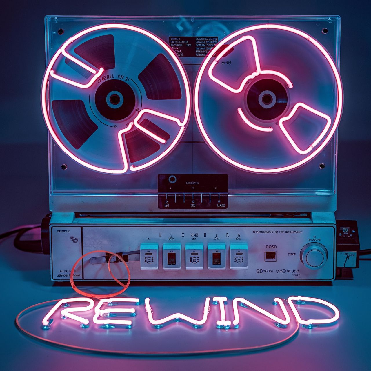 Neon reel to reel tape machine.