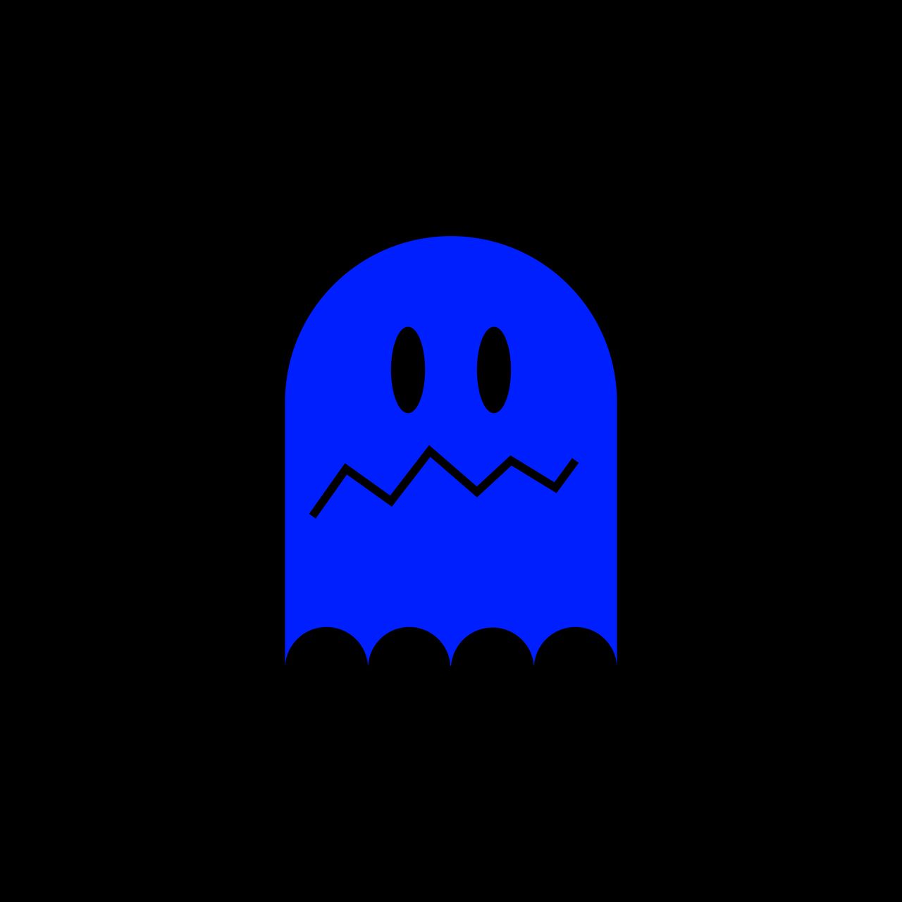 A blue Fast Ghost logo with a zigzag mouth.